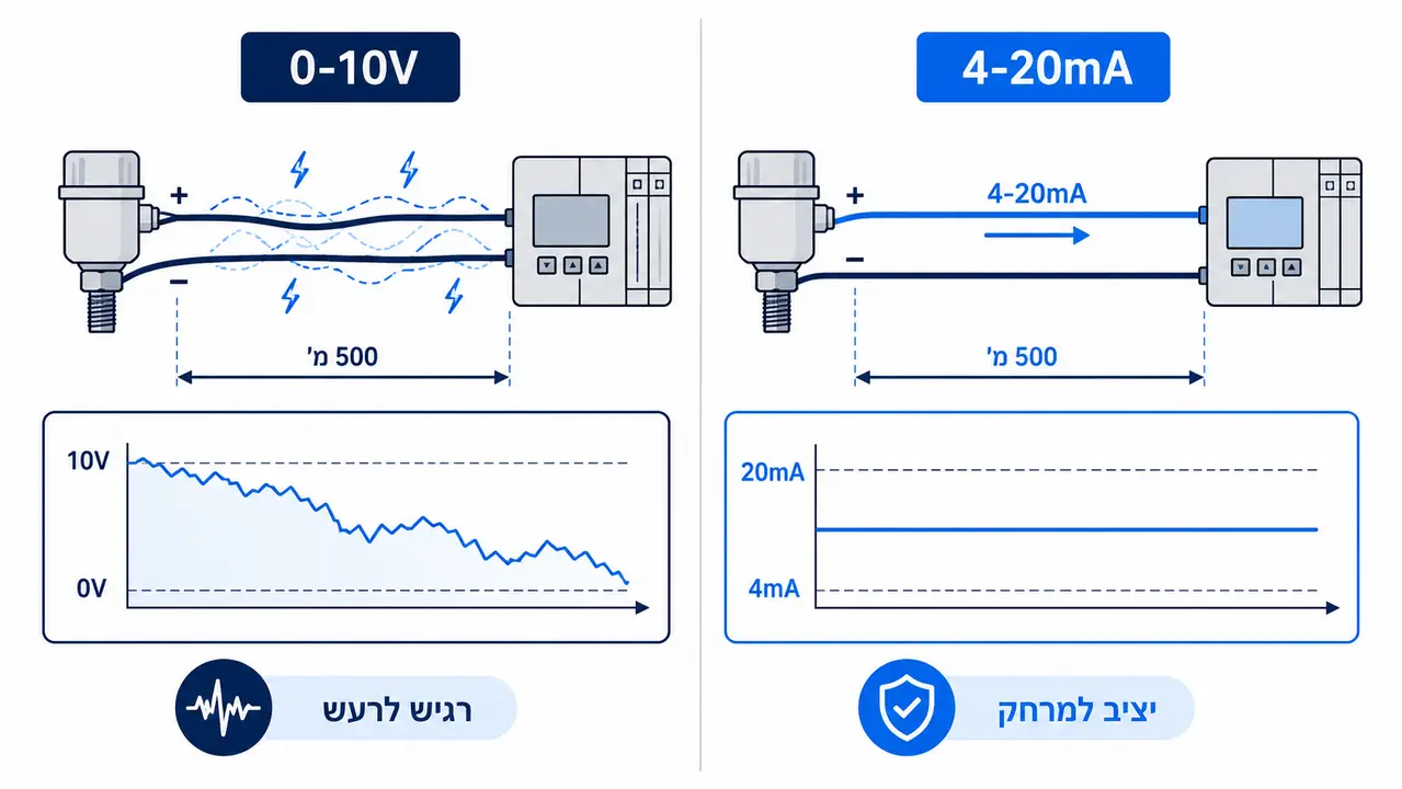 מה עדיף בבקרה - 0 עד 10V או 4-20mA?