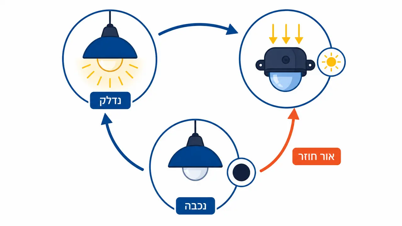 למה התאורה מהבהבת או נדלקת ונכבית בלופ עם פוטוצל